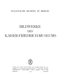 Cover image: Die Bildwerke in Stein, Holz, Ton und Wachs 2nd edition 9783111048628