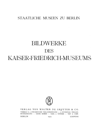 Imagen de portada: Die Bildwerke in Stein, Holz, Ton und Wachs 2nd edition 9783111048628