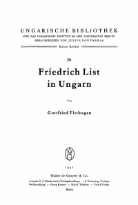 Cover image: Friedrich List in Ungarn 1st edition 9783111048826