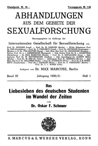 Cover image: Das Liebesleben des deutschen Studenten im Wandel der Zeiten 1st edition 9783111050201
