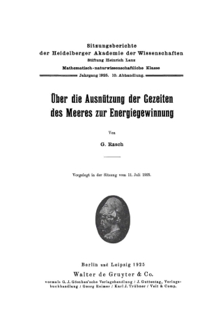 Titelbild: Über die Ausnützung der Gezeiten des Meeres zur Energiegewinnung 1st edition 9783111054643