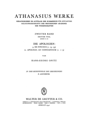 Cover image: De synodis 13,3 - Apologia ad Constantium 3,4 1st edition 9783110152128