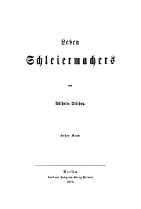 Cover image: Wilhelm Dilthey: Leben Schleiermachers. Band 1 1st edition 9783111073033