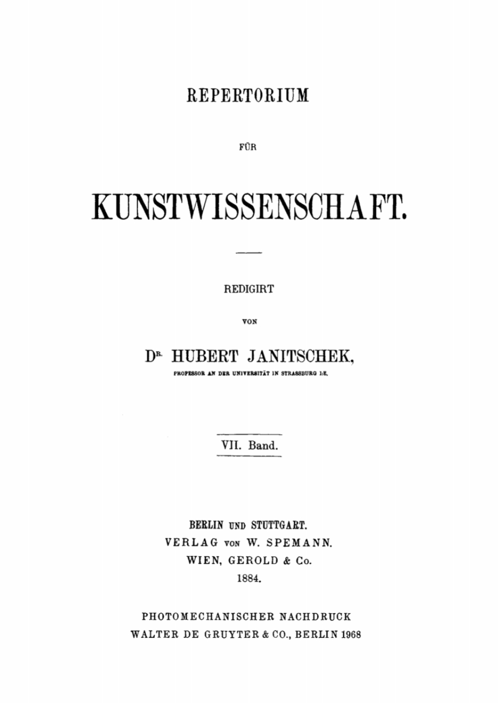 Repertorium für Kunstwissenschaft. Band 7 1st Edition