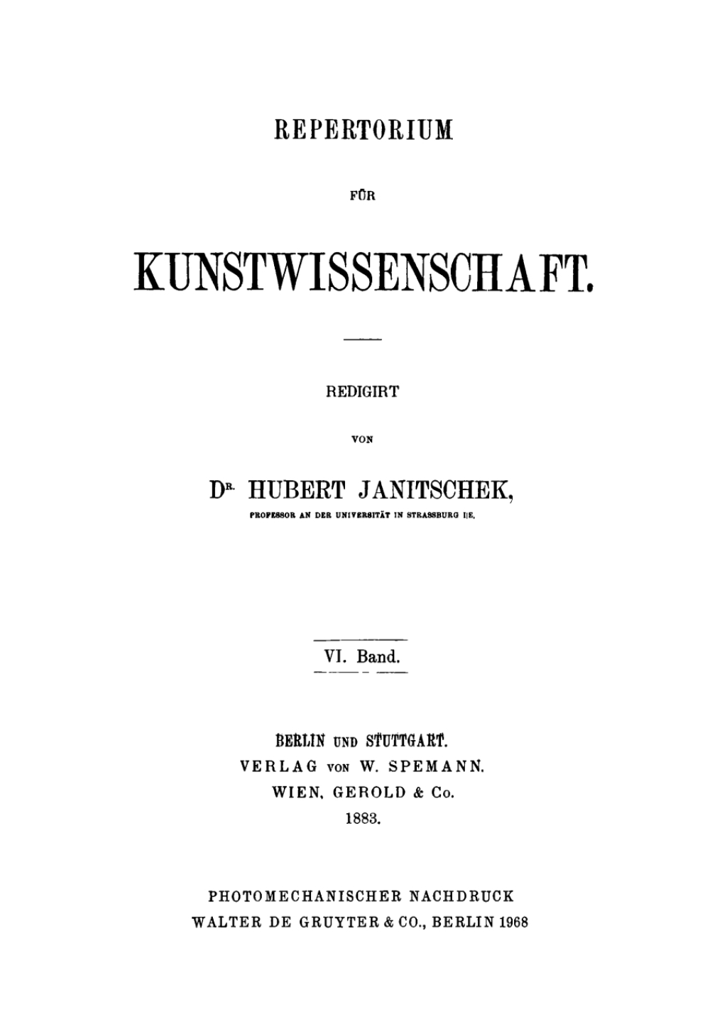 Repertorium für Kunstwissenschaft. Band 6 1st Edition