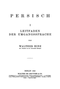 Imagen de portada: Persisch I 1st edition 9783111076317