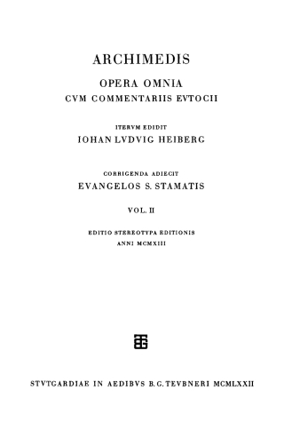 Imagen de portada: Archimedis opera omnia 1st edition 9783111079189