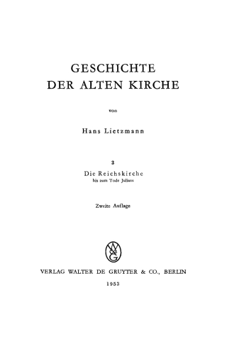 Cover image: Die Reichskirche bis zum Tode Julians 2nd edition 9783111079875