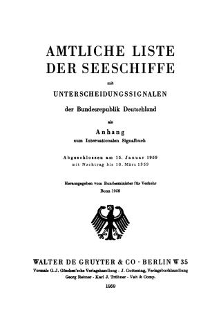 Cover image: 15 Jan. 1959, mit Nachtrag bis 10. März 1959 1st edition 9783111080789