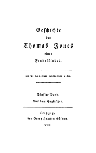 Cover image: Henry Fielding: Geschichte des Thomas Jones eines Findelkindes. Band 5 1st edition 9783111083360