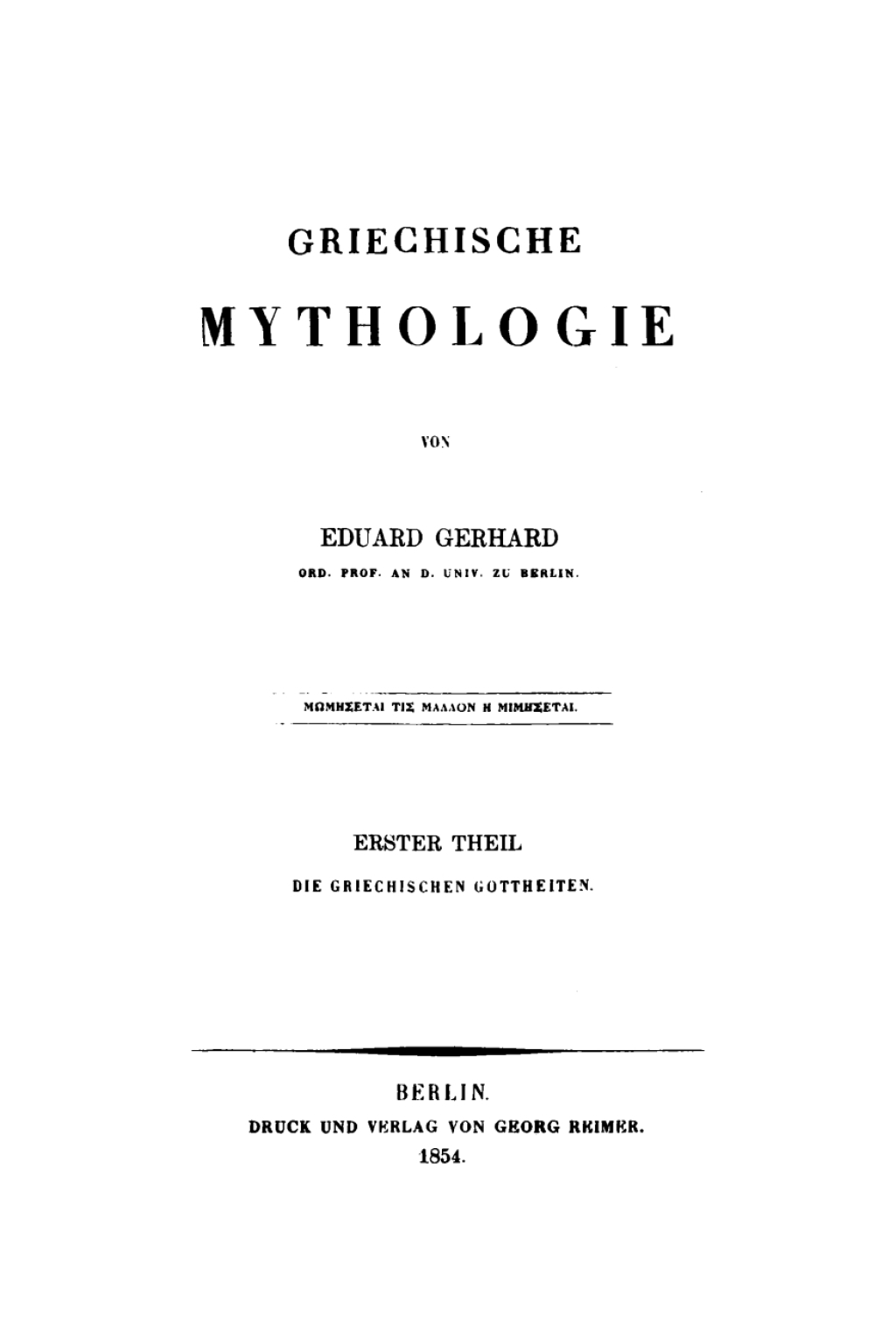 Die griechischen Gottheiten 1st Edition
