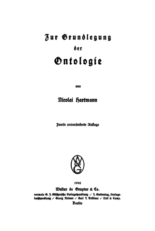 Omslagafbeelding: Zur Grundlegung der Ontologie 1st edition 9783111089034