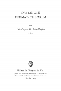Cover image: Das letzte Fermat-Theorem 1st edition 9783111089744