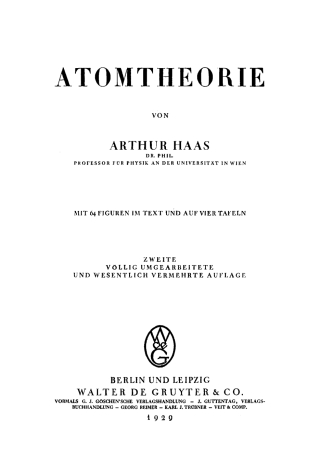 Imagen de portada: Atomtheorie 2nd edition 9783111095943