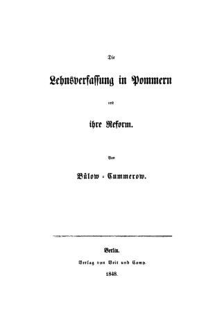 Cover image: Die Lehnsverfassung in Pommern und ihre Reform 1st edition 9783111103822