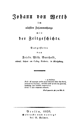 Cover image: Johann von Werth im nächsten Zusammenhange mit der Zeitgeschichte 1st edition 9783111104867