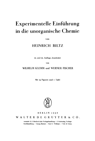 Cover image: Experimentelle Einführung in die unorganische Chemie 22nd edition 9783111109411