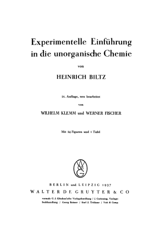 Immagine di copertina: Experimentelle Einführung in die unorganische Chemie 21st edition 9783111109428