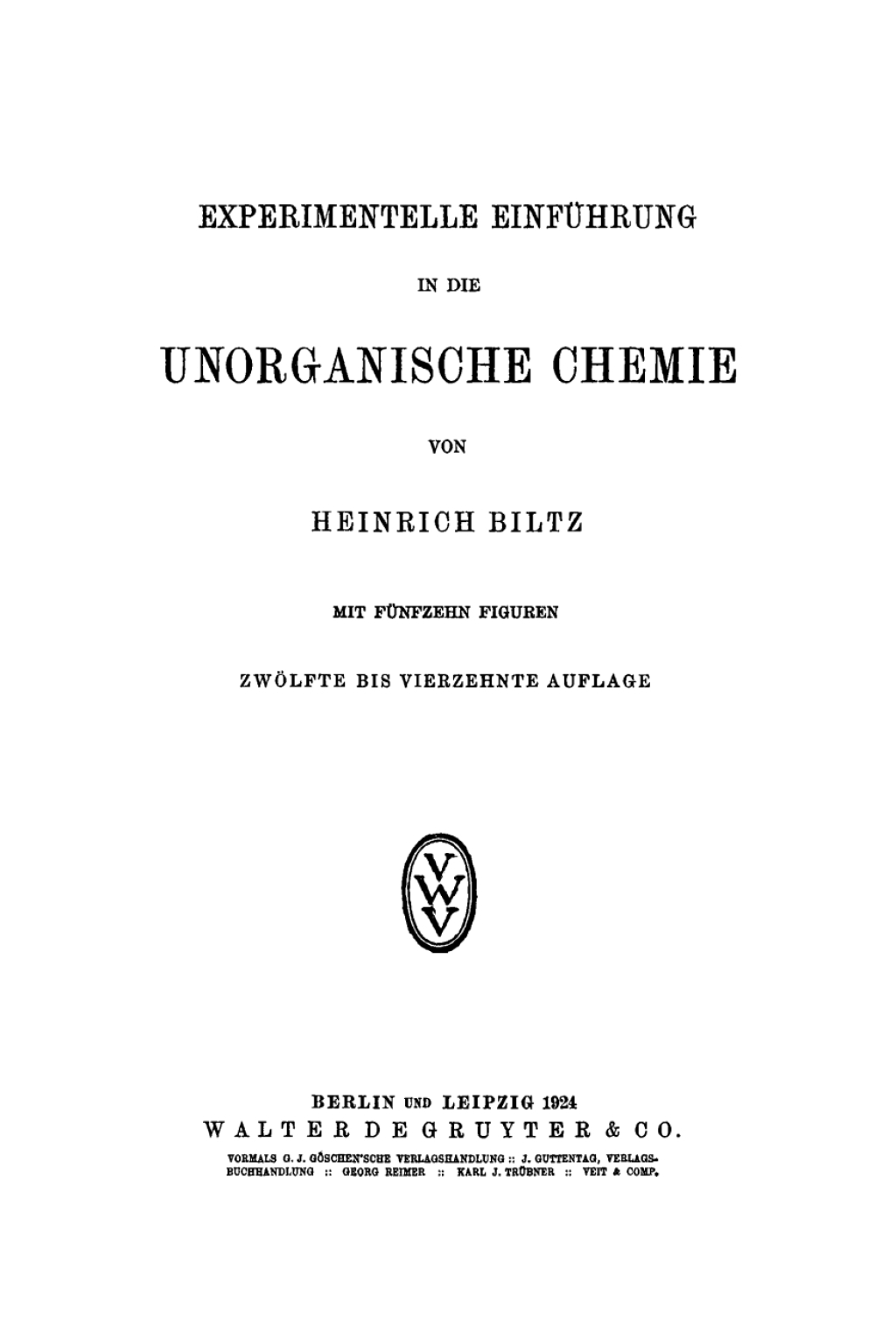 Experimentelle Einführung in die unorganische Chemie 12th Edition