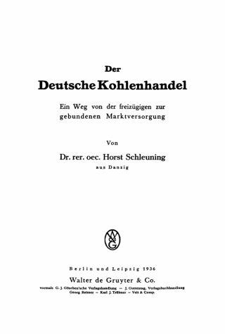 Cover image: Der deutsche Kohlenhandel 1st edition 9783111111179
