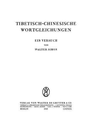 صورة الغلاف: Tibetisch-chinesische Wortgleichungen 1st edition 9783111111537