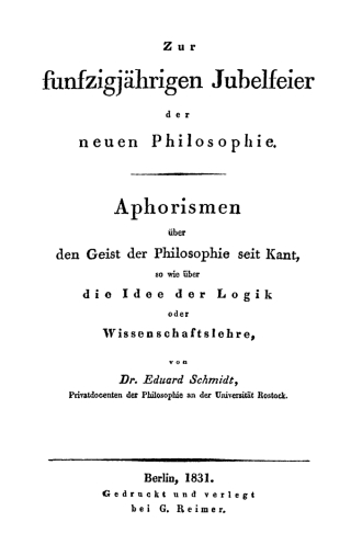 Omslagafbeelding: Zur fünfzigjährigen Jubelfeier der neuen Philosophie 1st edition 9783111111902