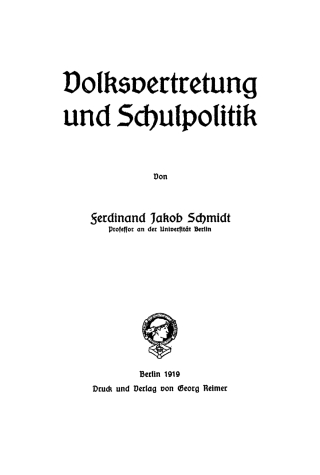 Cover image: Volksvertretung und Schulpolitik 1st edition 9783111112541