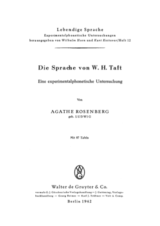 表紙画像: Die Sprache von W. H. Taft 1st edition 9783111113098