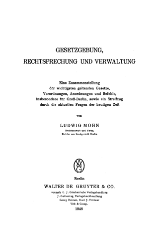 Cover image: Gesetzgebung, Rechtsprechung und Verwaltung 1st edition 9783111123080