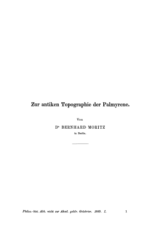 Imagen de portada: Zur antiken Topographie der Palmyrene 1st edition 9783111123929