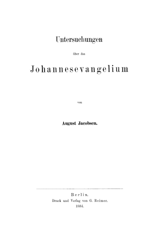 Cover image: Untersuchungen über das Johannesevangelium 1st edition 9783111125794