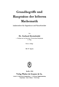 Cover image: Grundbegriffe und Hauptsätze der höheren Mathematik 2nd edition 9783111126630