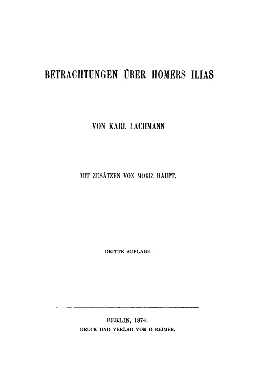 Betrachtungen über Homers Ilias 3rd Edition