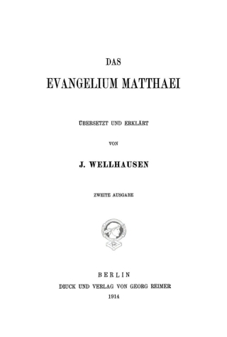 صورة الغلاف: Das Evangelium Matthaei 2nd edition 9783111130767
