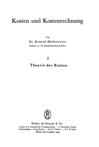 Cover image: Theorie der Kosten 1st edition 9783111132372