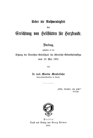 Cover image: Ueber die Nothwendigkeit der Errichtung von Heilstätten für Herzkranke 1st edition 9783111132426