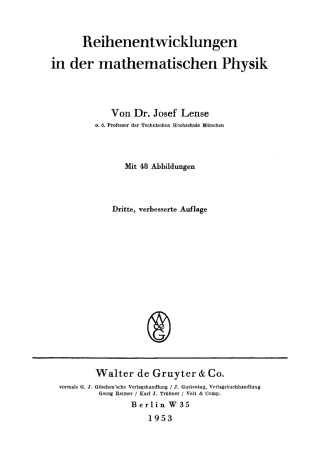 Cover image: Reihenentwicklungen in der mathematischen Physik 3rd edition 9783111133829