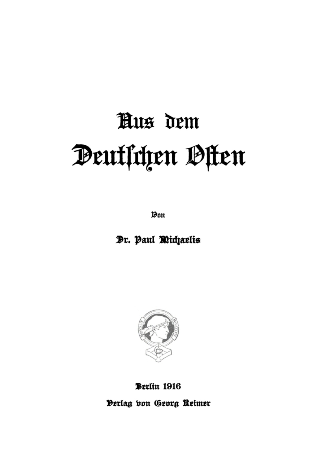 Aus dem Deutschen Osten 1st Edition