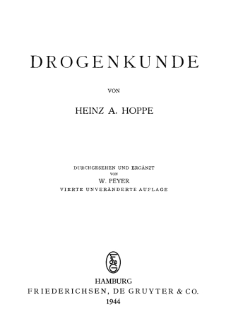 Imagen de portada: Drogenkunde 4th edition 9783111134109