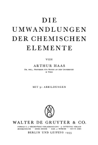 Cover image: Die Umwandlungen der chemischen Elemente 1st edition 9783111134772