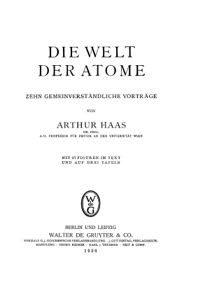 Imagen de portada: Die Welt der Atome 1st edition 9783111134789