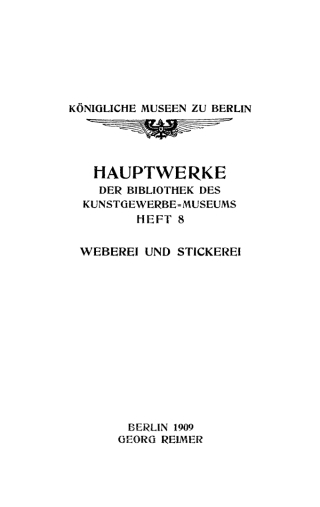 Cover image: Weberei und Stickerei 1st edition 9783111135052