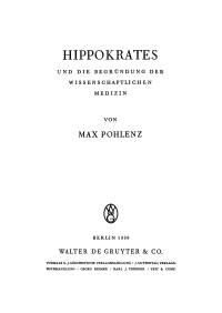 Cover image: Hippokrates und die Begründung der wissenschaftlichen Medizin 1st edition 9783111136905