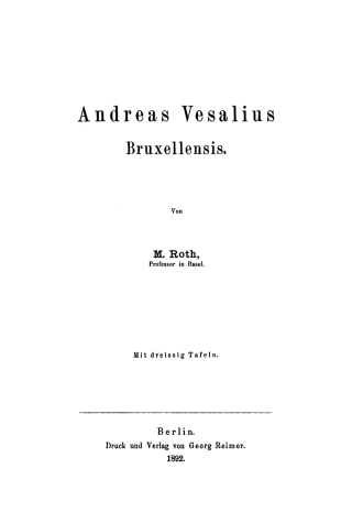 Cover image: Andreas Vesalius Bruxellensis 1st edition 9783111138053