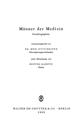 Cover image: Männer der Medizin 1st edition 9783111139791