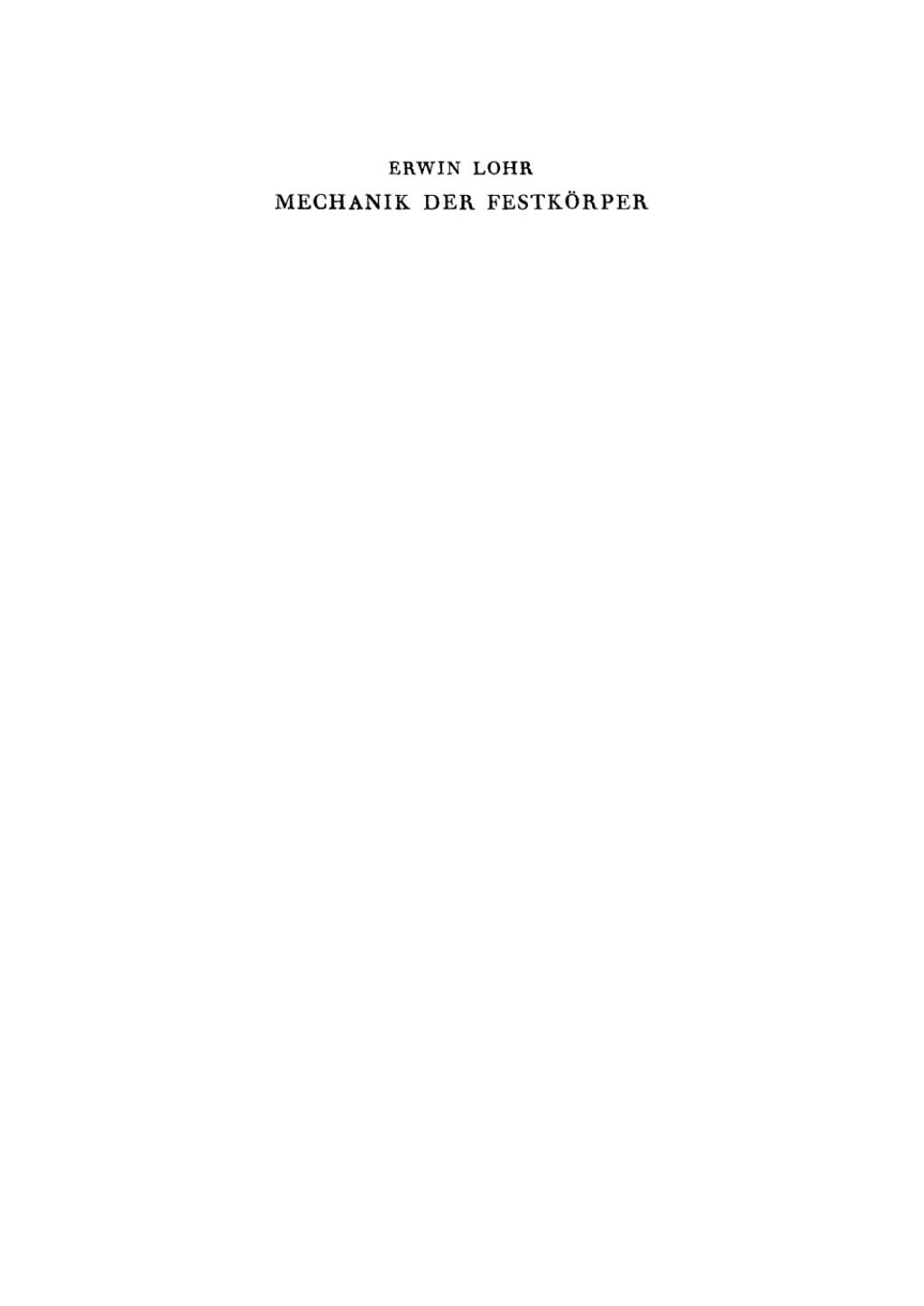 Mechanik der Festkörper 1st Edition