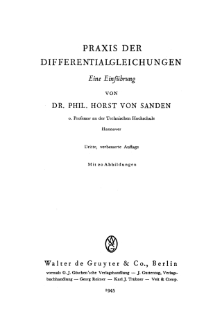 Cover image: Praxis der Differentialgleichungen 3rd edition 9783111140421