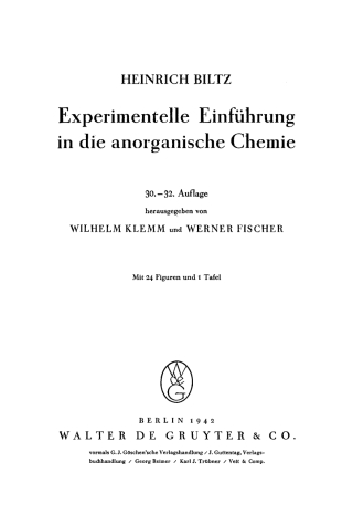 Cover image: Experimentelle Einführung in die anorganische Chemie 30th edition 9783111141602