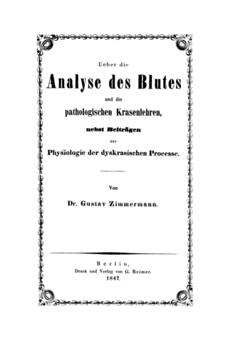 Imagen de portada: Ueber die Analyse des Blutes und die pathologischen Krasenlehren 1st edition 9783111144986