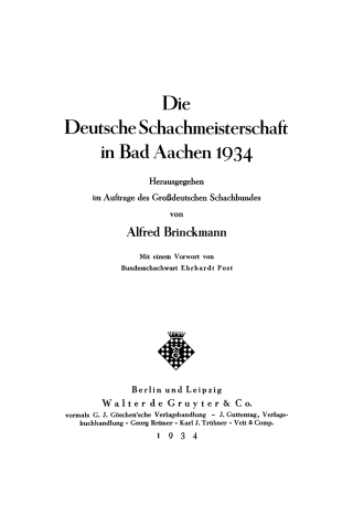 Imagen de portada: Die Deutsche Schachmeisterschaft in Bad Aachen 1934 1st edition 9783111147468